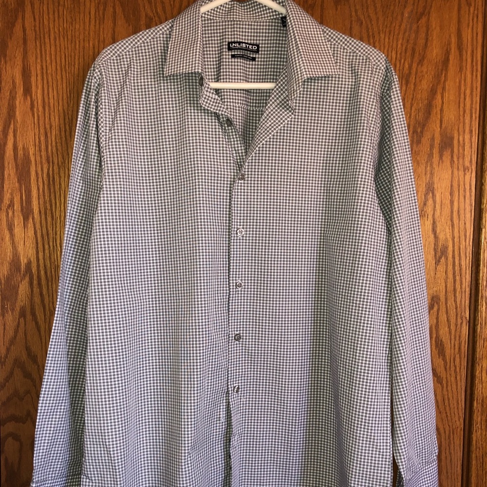 Kenneth Cole Unlisted Men Dress Shirt Slim Fit Lg